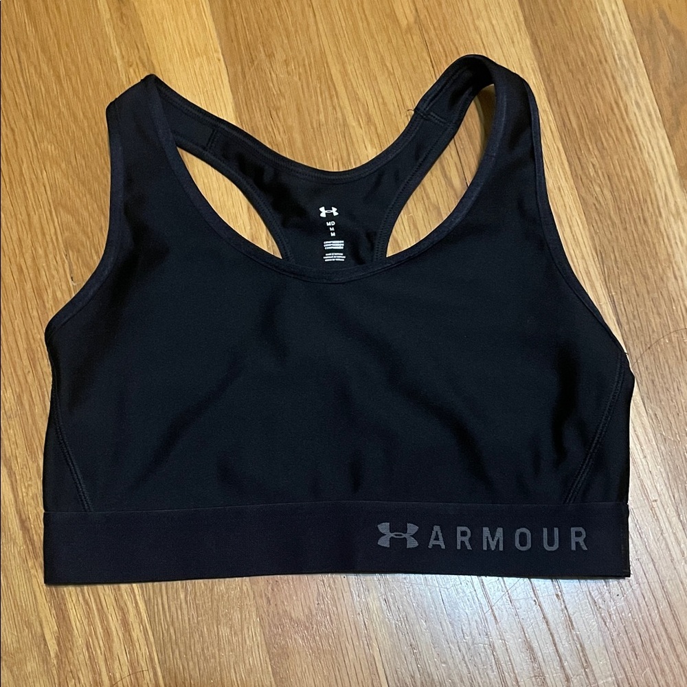 Under Armour Black Racerback Sports Bra with Logo Band